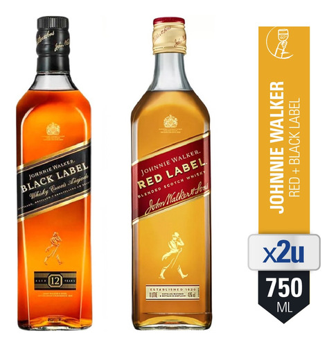 Combo Whisky Johnnie Walker Red + Black Label X2 Unidades