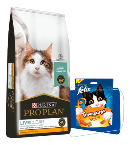 Pro Plan Gatos Live Clear 3 Kg - Pack Snack Travesuras 60g