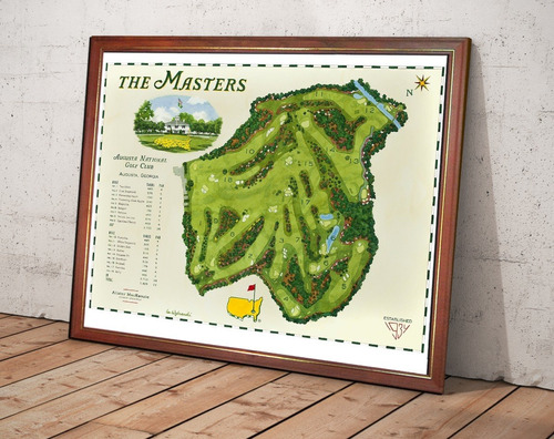 Golf Poster Enmarcado Layout Campo Augusta Master