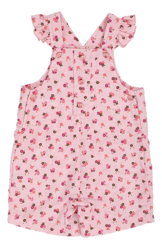 Conjunto Overol Flor Y Playera Mondo Bambino Para Bebé Niña Rosa Flores 12 M