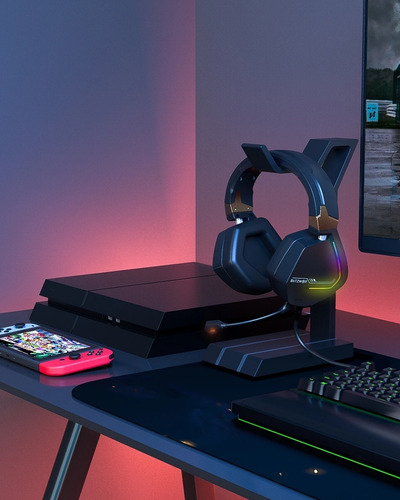 Headset Blitzwolf® Bw-gh2 Fone De Ouvido Gamer Com Microfone Cor Preto Cor Da Luz Conforme Imagens
