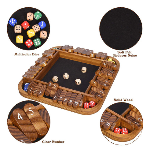 Juego De Dados Shut The Box Elongdi Para 1-4 Jugadores Con 1