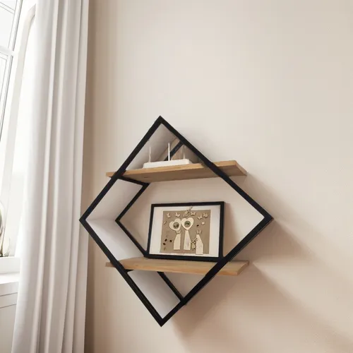 Repisa De Pared En Hierro Y Madera Blanco