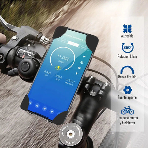 Imagen 2 de 9 de Soporte Celular Telefono Bicicleta Moto Gps Universal Ajuste
