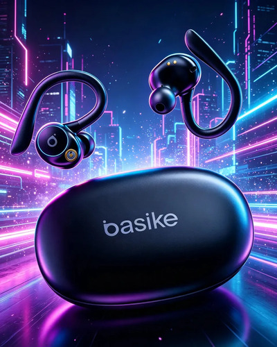 Fone de Ouvido Bluetooth 5.4 TWS com Ear Clip e Gancho, Som HiFi Graves Potentes e 3D, 50h Bateria e Carga Rápida, ENC Cancelamento de Ru...