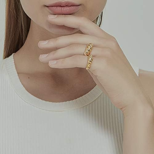 Anillo De Banda De Croissant De Cúpula De Oro Chapado En Oro