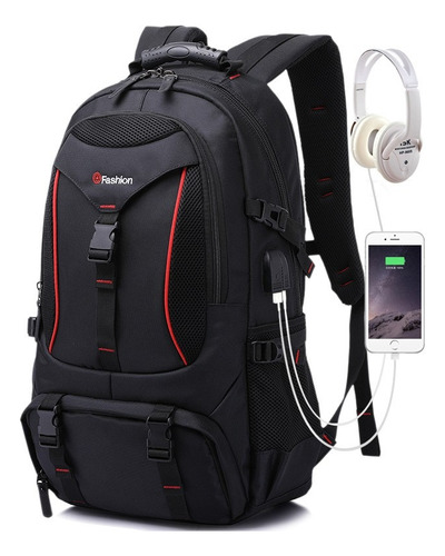 Mochila De Viaje Impermeable Antirrobo Casual Para Hombre Mujer Laptop 17'' Con Puerto Usb Audifonos Y Multi-compartimento