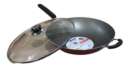 Frigideira Wok Tramontina 32cm Starfon 4,4 Lts + Tampa Vidro