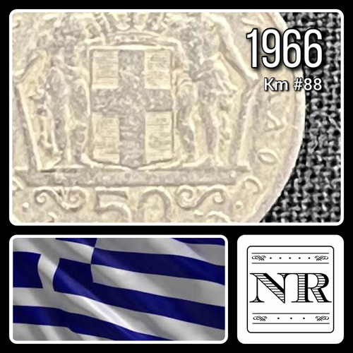 Grecia - 50 Lepta - Año 1966 - Km #88 - Constantino Ii