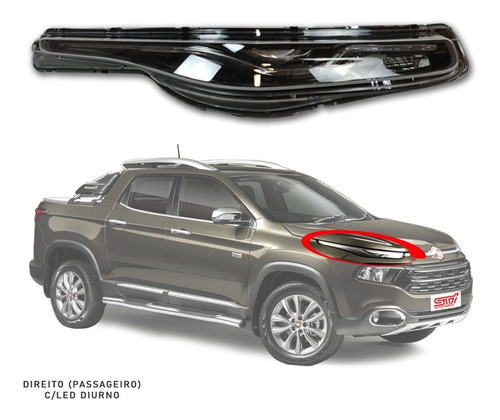 Farol Led Dianteiro Passageiro Fiat Toro Ranch 2019 Original