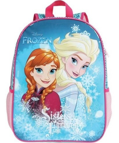 Mochila Escolar Frozen Sisters Forever Cor Azul-piscina