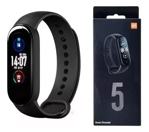 Smartband M5 M5 caja negra malla negra de goma y bisel negro