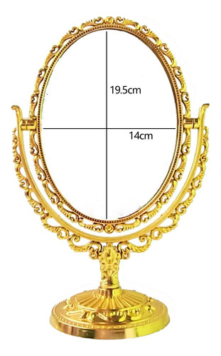 Espejo De Maquillaje De, De Rotación, Espejo Ovalado Dorado