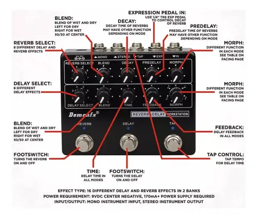 Pedal Guitarra Demonfx Rdw Reverb Delay Workstation | Frete grátis