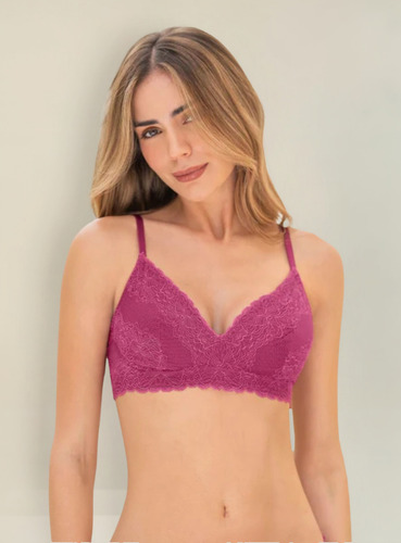 Leonisa Bralette Encaje Talla L Color Vino 091090