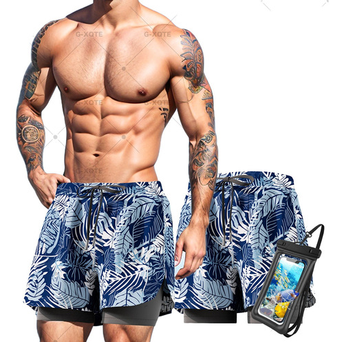 Short Playa Hombre Short Traje De Baño Hombre Bañadores 2pcs