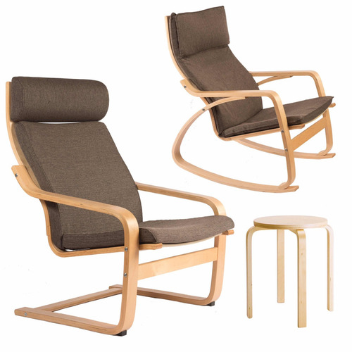 Poltrona Volgar + Mecedora + Mesa Nuuk Nordica Diseño De La Tela Lino