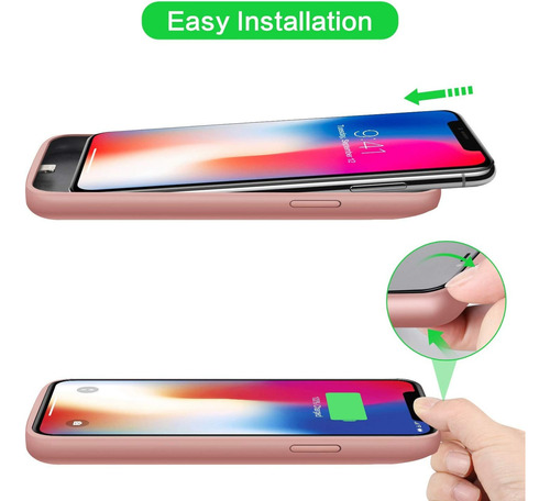 Funda Cargadora iPhone XS/x/10 Qtshine Rose Gold