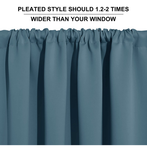 Cortinas Opacas Azules 178 X 213 Cm 2 Paneles Para Sala