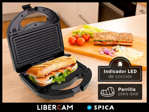 Sandwichera Waflera Grill Spica Sp-1480 3 En 1 Antiadherente Color Negro