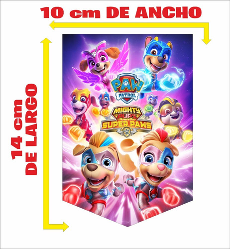 Banderín Patrulla Canina Mighty Cartel Con Nombre,banderines