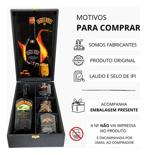 Kit Licor Baileys 750ml + Chocolate Belga + 2 Copos
