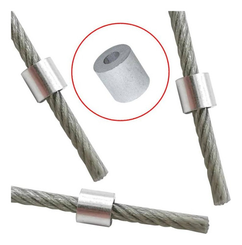 Tope De Aluminio Para Cable De Acero De 3/32 (2.4mm) 25 Un.