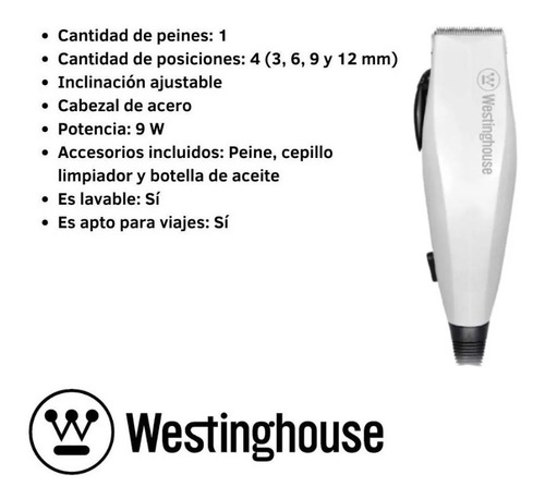 Imagen 6 de 8 de Cortadora De Pelo Westinghouse Cabezal Acero Whhcl908 Oferta