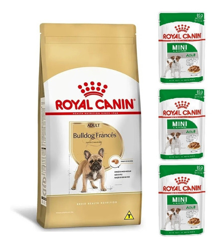 Kit Bulldog Frances Adult 2,5kg E 3 Sachês Mini Royal Canin