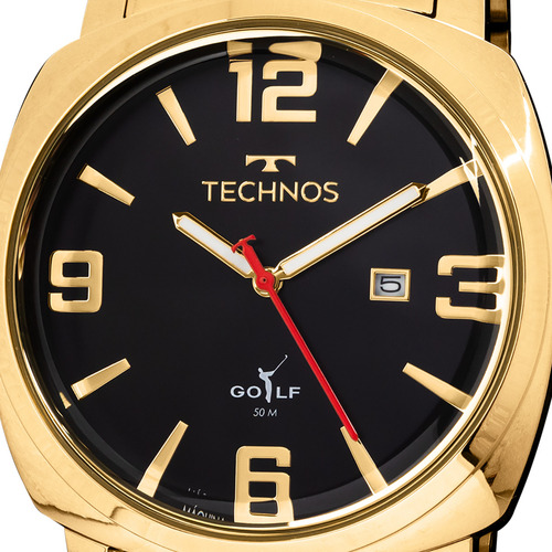 Relógio Technos Masculino Golf Dourado - 2115txd/1p Bisel Preto