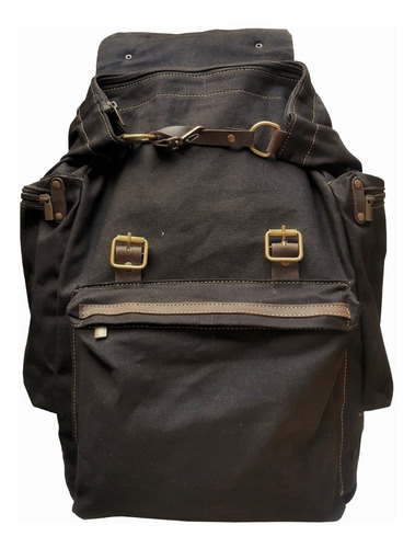 Imagen 3 de 5 de Mochila Lona Imper Algodon 25 L. Cuero Resistente San Roman