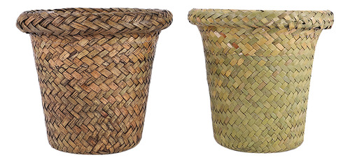 Cesta De Flores Tejida De Mimbre, 2 Cestas Decorativas Para