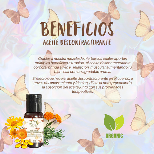 Aceite Orgánico Masaje Relajante Descontracturante 2pz 30ml