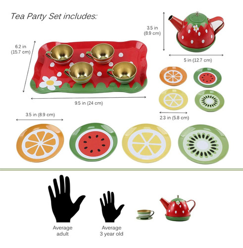 Set Juego 14pcs Tazas Y Tetera, Fiesta De Té, Cocina Niña