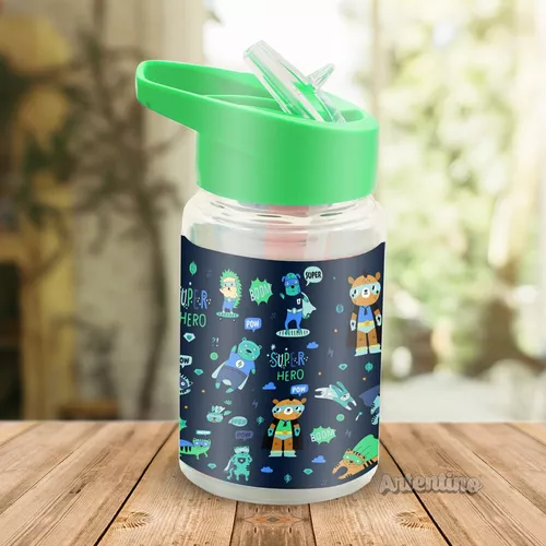 5 Botellas De Plástico Infantil Con Pico Anti Derrame 400ml