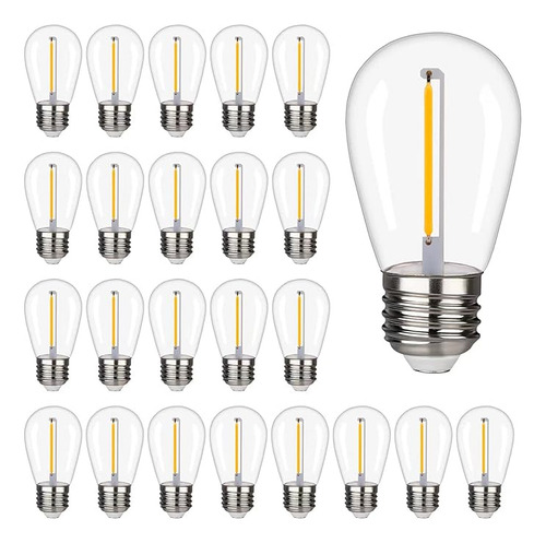 24pcs Foco Led S14 Bombillas Led Bylifity , Foco De Repuesto Para Guirnalda Impermeable, Equivalente A 10 W, S14 Luz Led Bombillas Para Exteriores, Patio, Jardín, Clásico, E26/e27 Base