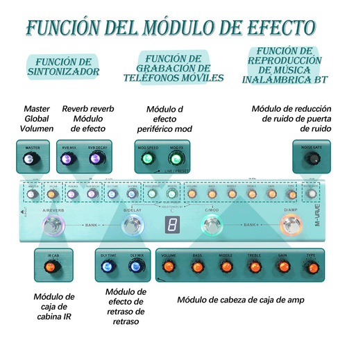 Efecto De Guitarra Tank G Tank B Profesional Y Portátil Azul Acero