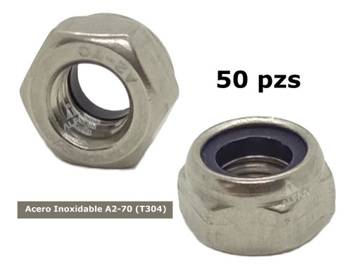 Tuerca Seguridad Ins. Nylon M4 Inoxidable (50 Piezas)