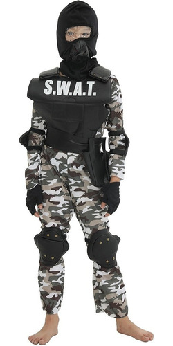 Chaleco Del Equipo Swat For Niños, Disfraz De Soldado De Policía, Cosplay