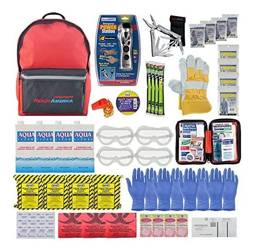 Listo América 70385 Emergency Kit Deluxe 4 Persona Mochila.