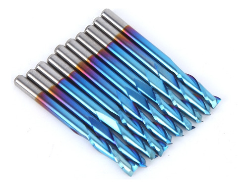10pcs Fresa De Aleación Recubrimiento Azul Doble Filo