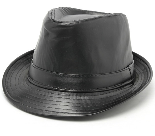 Sombrero Dandy Fedora Gardelito Eco Cuero Hombre Mujer Negro