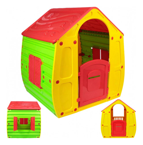 Casa Infantil Brinquedo Plástica Portas E Janelas Colorida