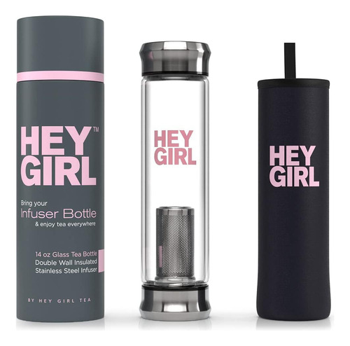 Hey Girl Botella De Agua De Vidrio Infusor De Té ' Botellas