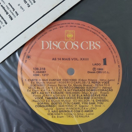 Lp As 14 Mais Volume 23 True Stereo 1969/1986 Roberto Carlos (Usado)