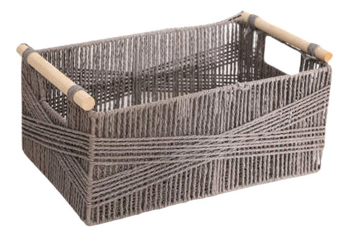 L Canasta De Almacenamiento Con Mango De Madera, Cesta L