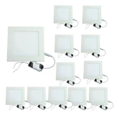 Kit 12 Painel Led Embutir Quadrado 6w Luz Amarela 12cm - 066 Cor Branco