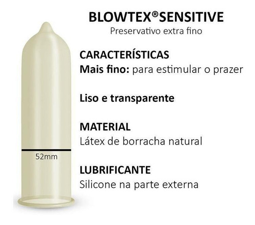 Imagem 5 de 7 de Preservativo Blowtex Sensitive C/ 3 Unidades