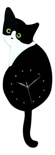 . Relojes De Pared Del Péndulo Del Perro Gato De Ojo Verde