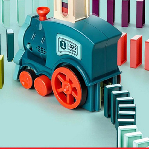 Juego De Fichas De Dominó De Tren Eléctrico, Color Verde, 60